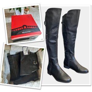Rialto First Row Over The Knee Tall Faux Leather Boots - NWT! Black, Size 6.5